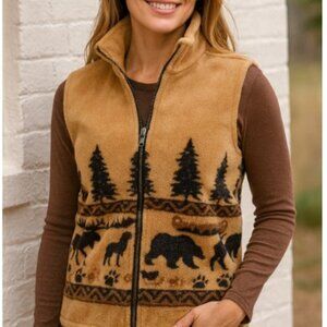 Anywear Womens Brown Fleece Full Zip Jacket Vest Made In Canada Size L